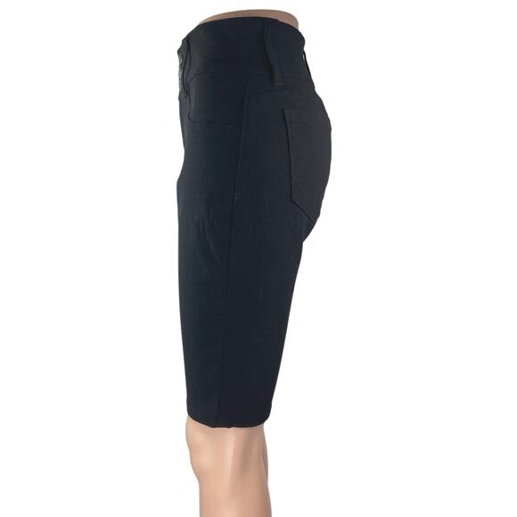 Buzz Jeans Women's Black High Waist Slim Fit Skinny Denim jeans Bermuda Short L - Picture 2 of 6